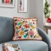Embroidered Floral Chenille Square Cushion -DUNELM Furniture Shop 30864456
