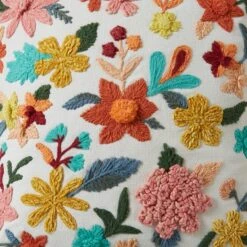 Embroidered Floral Chenille Square Cushion -DUNELM Furniture Shop 30864456 alt04