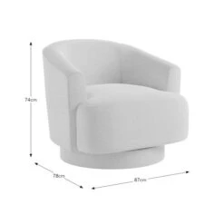 Carmen Curved Ivory Chunky Chenille Swivel Chair -DUNELM Furniture Shop 30866457 alt09