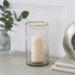 Recycled Glass Hurricane Candle Holder -DUNELM Furniture Shop 30866698