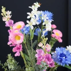Artificial Multicoloured Wildflower Bouquet In Glass Vase -DUNELM Furniture Shop 30869207 alt01