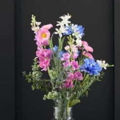 Artificial Multicoloured Wildflower Bouquet In Glass Vase -DUNELM Furniture Shop 30869207 alt02