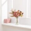 Artificial Dried Pink Hydrangea And Pampas Bouquet In Glass Vase -DUNELM Furniture Shop 30869208