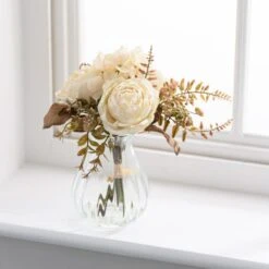 Artificial Dried Rose Bouquet In Glass Vase -DUNELM Furniture Shop 30869571 alt03
