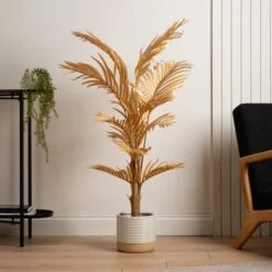 Artificial Gold Kwai Palm Tree In Black Plant Pot