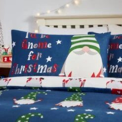 Fusion Gnome For Christmas Navy Brushed Cotton Duvet Cover & Pillowcase Set -DUNELM Furniture Shop 30876983 alt01