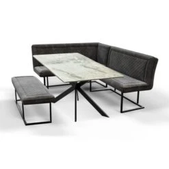 Indus Valley Athena 6 Seater Dining Table Corner Bench Set -DUNELM Furniture Shop 30877802 alt02