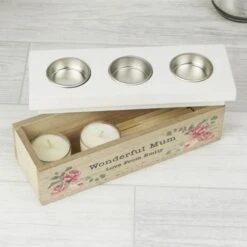 Personalised Floral Watercolour Triple Tealight Box -DUNELM Furniture Shop 30878228 alt01