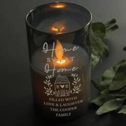 Personalised Home Smoked Glass LED Candle -DUNELM Furniture Shop 30878390 alt03