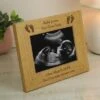 Personalised Oak Effect Baby Footprints Landscape Photo Frame