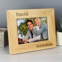 Personalised Couples Light Wood Landscape Photo Frame -DUNELM Furniture Shop 30880827 alt02