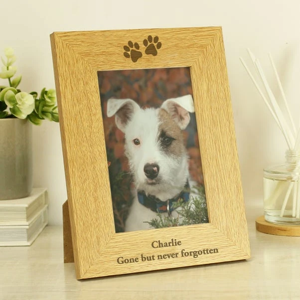 Personalised Paw Prints Light Wood Portrait Photo Frame 3 Personalised Paw Prints Light Wood Portrait Photo Frame