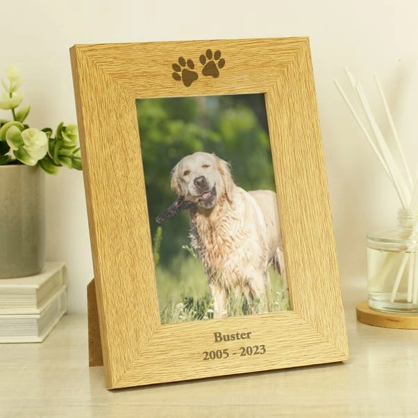 Personalised Paw Prints Light Wood Portrait Photo Frame 4 Personalised Paw Prints Light Wood Portrait Photo Frame - Image 2