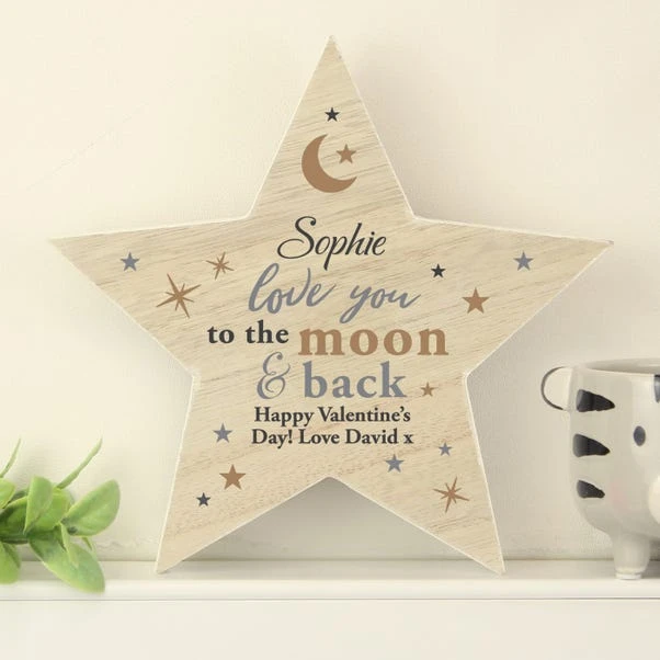 Personalised Love You To The Moon And Back Wooden Star Ornament 4 Personalised Love You To The Moon And Back Wooden Star Ornament - Image 2
