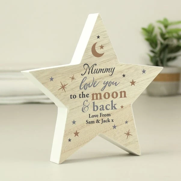 Personalised Love You To The Moon And Back Wooden Star Ornament 5 Personalised Love You To The Moon And Back Wooden Star Ornament - Image 3