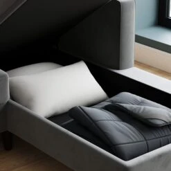 Zoe 4 Seater Corner Double Sofa Bed, Velvet -DUNELM Furniture Shop 30893242 alt02