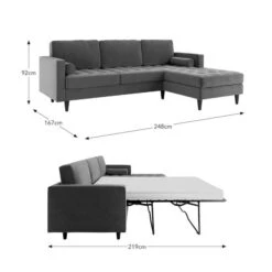 Zoe 4 Seater Corner Double Sofa Bed, Velvet -DUNELM Furniture Shop 30893242 alt09