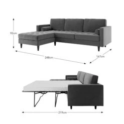 Zoe 4 Seater Corner Double Sofa Bed, Velvet -DUNELM Furniture Shop 30893243 alt09