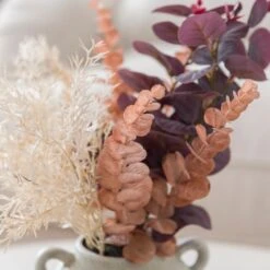 Artificial Purple Eucalyptus & Pampas Bouquet In Washed Grey Cement Handle Vase -DUNELM Furniture Shop 30895004 alt02