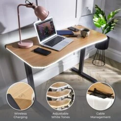 XR Living Oka Office Desk With LED Lights And Wireless Charging -DUNELM Furniture Shop 30895059