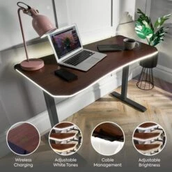 XR Living Oka Office Desk With LED Lights And Wireless Charging -DUNELM Furniture Shop 30895060 alt08