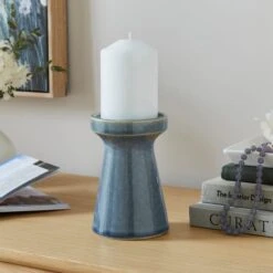 Reactive Glaze Ceramic Pillar Candle Holder -DUNELM Furniture Shop 30896017 alt01