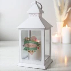 Personalised Floral Heart White Lantern -DUNELM Furniture Shop 30897490 alt02