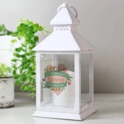 Personalised Floral Heart White Lantern -DUNELM Furniture Shop 30897490 alt03