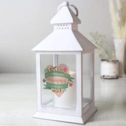 Personalised Floral Heart White Lantern -DUNELM Furniture Shop 30897490 alt04