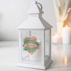 Personalised Floral Heart White Lantern -DUNELM Furniture Shop 30897490 alt05
