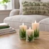 Set Of 3 LED Fern Pillar Candles -DUNELM Furniture Shop 30897727