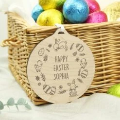 Personalised Happy Easter Wooden Decoration -DUNELM Furniture Shop 30900011 alt01