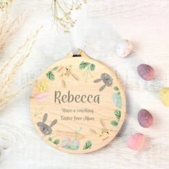 Personalised Easter Bunny Wooden Decoration -DUNELM Furniture Shop 30900012 alt01