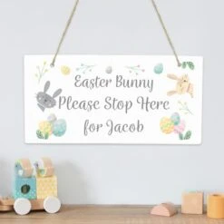 Personalised Easter Springtime Wooden Sign -DUNELM Furniture Shop 30900013 alt03
