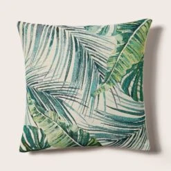 Palm Leaf Jacquard Cushion -DUNELM Furniture Shop 30901024 alt02