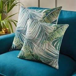 Palm Leaf Jacquard Cushion -DUNELM Furniture Shop 30901024 alt05