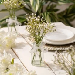 Set Of 3 Artificial Gypsophila Bundles In Glass Bottle Vases -DUNELM Furniture Shop 30901244