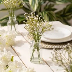 Set Of 3 Artificial Gypsophila Bundles In Glass Bottle Vases -DUNELM Furniture Shop 30901244 alt04