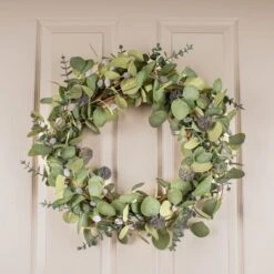 Artificial Eucalyptus And Pussy Willow Wreath