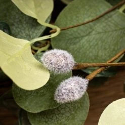 Artificial Eucalyptus And Pussy Willow Wreath -DUNELM Furniture Shop 30901254 alt05