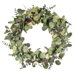 Artificial Eucalyptus And Pussy Willow Wreath -DUNELM Furniture Shop 30901254 alt06