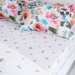 Malin Stem Blooms 100% Cotton Fitted Sheet -DUNELM Furniture Shop 30902531