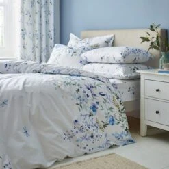 Nola Leaf Green Polycotton Flat Sheet 24 Nola Leaf Green Polycotton Flat Sheet -DUNELM Furniture Shop 30904182 alt02