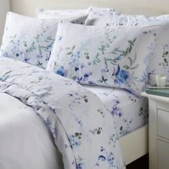 Nola Leaf Green Polycotton Flat Sheet 20 Nola Leaf Green Polycotton Flat Sheet -DUNELM Furniture Shop 30904212