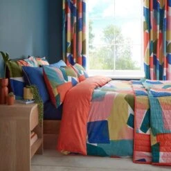 Elements Abstract Blocks Multicoloured Cotton Duvet Cover And Pillowcase Set -DUNELM Furniture Shop 30904799 alt06