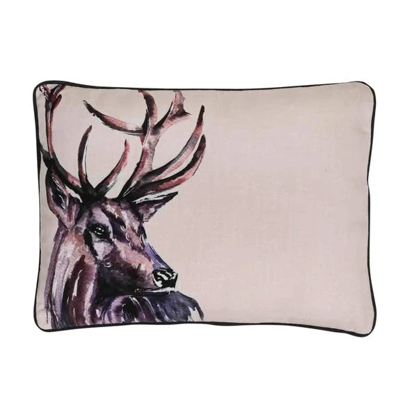 Meg Hawkins Stag Rectangular Cushion With Wooden Buttons 3 Meg Hawkins Stag Rectangular Cushion With Wooden Buttons