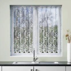 Meadow Leaf Slot Top Net Curtain -DUNELM Furniture Shop 30905317