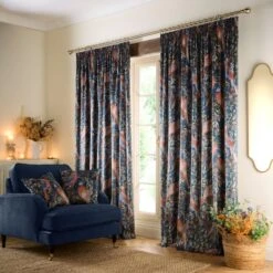 Woodland Pheasant Pencil Pleat Curtains -DUNELM Furniture Shop 30905738 alt01