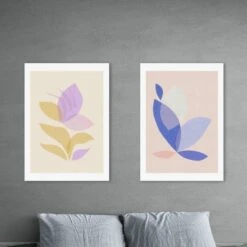 East End Prints Pastel Leaf Set Of 2 Prints By Alisa Galitsyna -DUNELM Furniture Shop 30907788