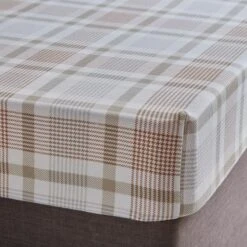 Grey Natural Check Brushed Cotton Fitted Sheet -DUNELM Furniture Shop 30907905